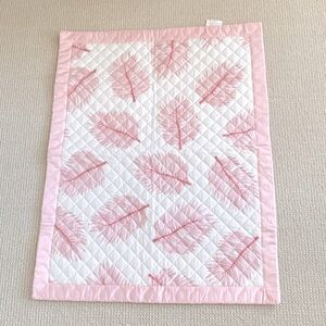 Matouk Baby Cotton Crib Quilt Blanket with Pink Leaf Motif in Pristine Condition